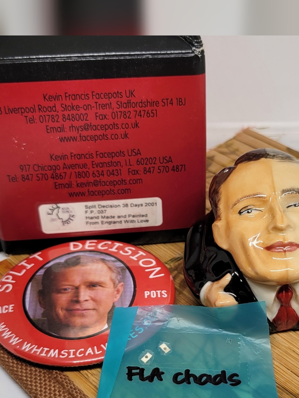 2000 Bush-Gore Decision Pres Election Signed Kevin Francis Face Pot Event